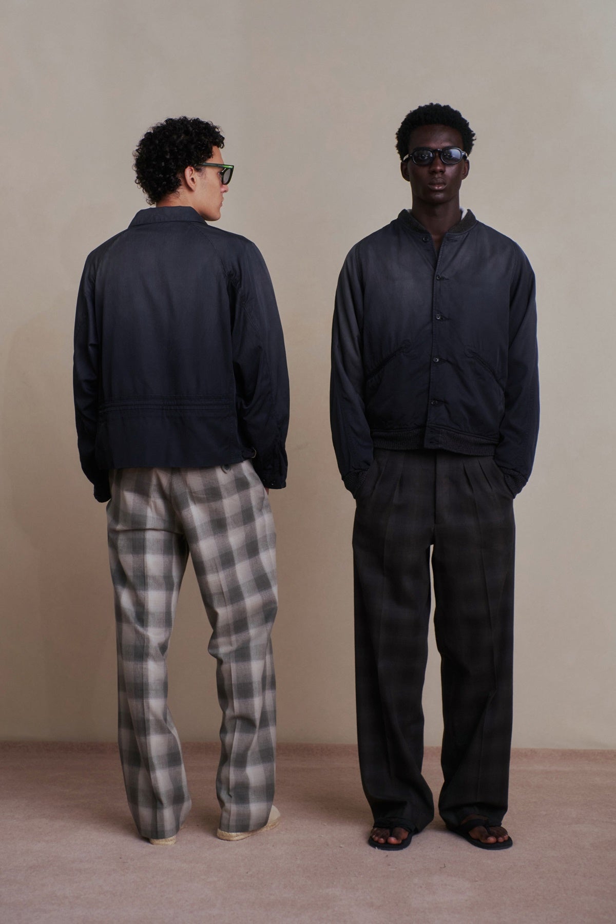 ○OLD JOE - DOUBLE-PLEATED SMARTY TROUSER - GRAPHITE PLAID