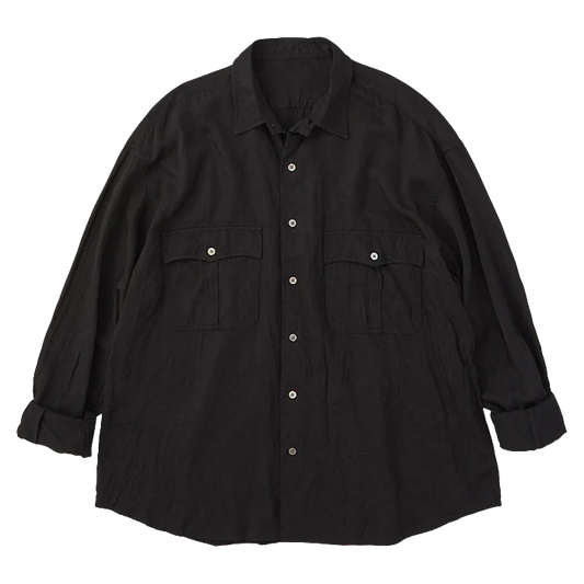 PORTER CLASSIC - ROLL UP SOFT CUPRO SHIRT - BLACK