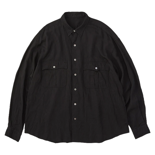 PORTER CLASSIC - ROLL UP SOFT CUPRO SHIRT - BLACK