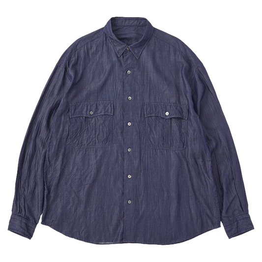 PORTER CLASSIC - ROLL UP SOFT CUPRO SHIRT - BLUE