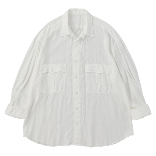 PORTER CLASSIC - ROLL UP SOFT CUPRO SHIRT - WHITE
