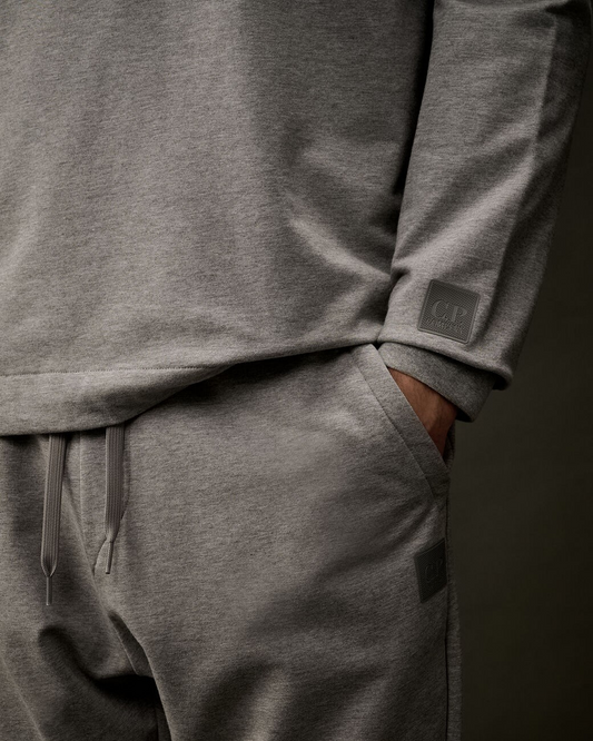 C.P. COMPANY - STRCH FLEECE MIXED ZIP HDD SWSH - GAUZE WHITE