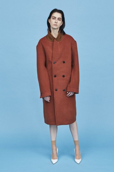 WRYHT - BEAVER CLOTH DOUBLE BREASTED COAT - GRAPHITE