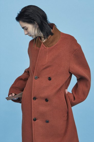 WRYHT - BEAVER CLOTH DOUBLE BREASTED COAT - GRAPHITE