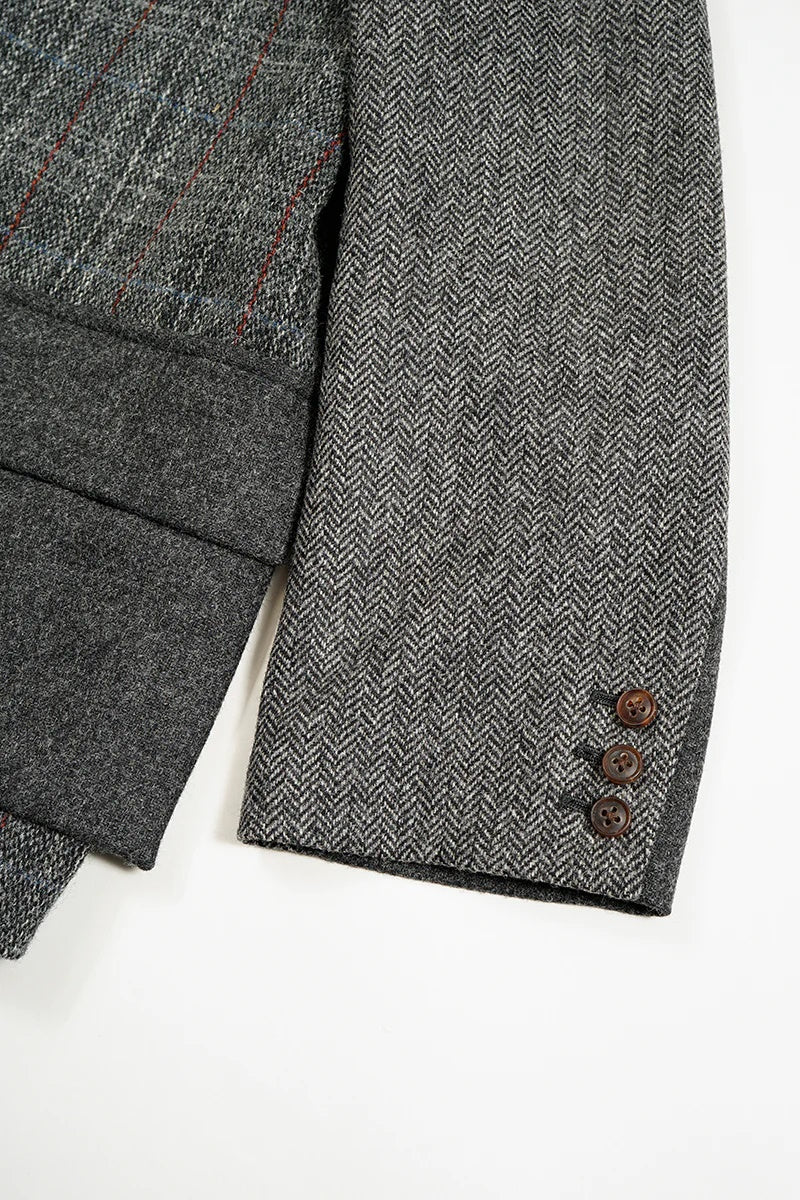 ◯ Nigel Cabourn woman - COLLARLESS JK BRITISH TWEED - CHACOAL GRAY