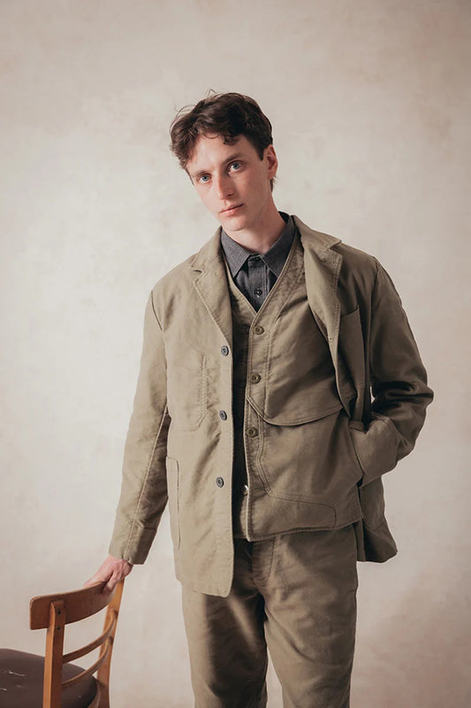 ◯ Nigel Cabourn - V01-M WORK VEST MOLESKIN - GREEN
