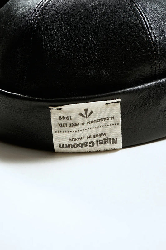 ◯ Nigel Cabourn - ROLL CAP BROWN CORE LEATHER - BLACK