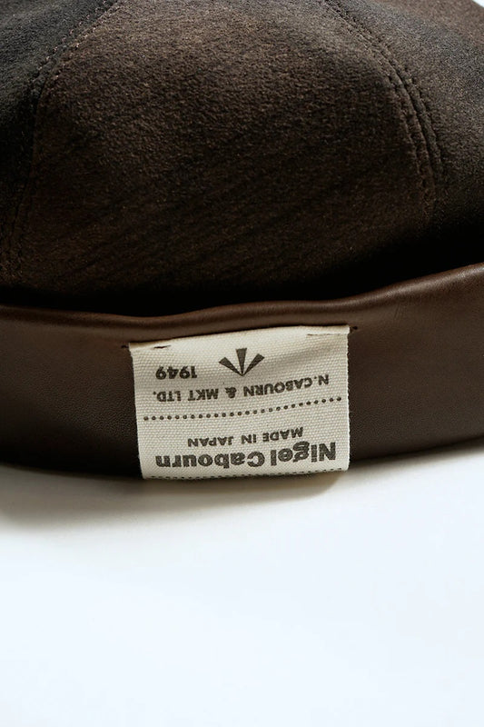 ◯ Nigel Cabourn - ROLL CAP ULTRA SUEDE CAMO - DARK BROWN