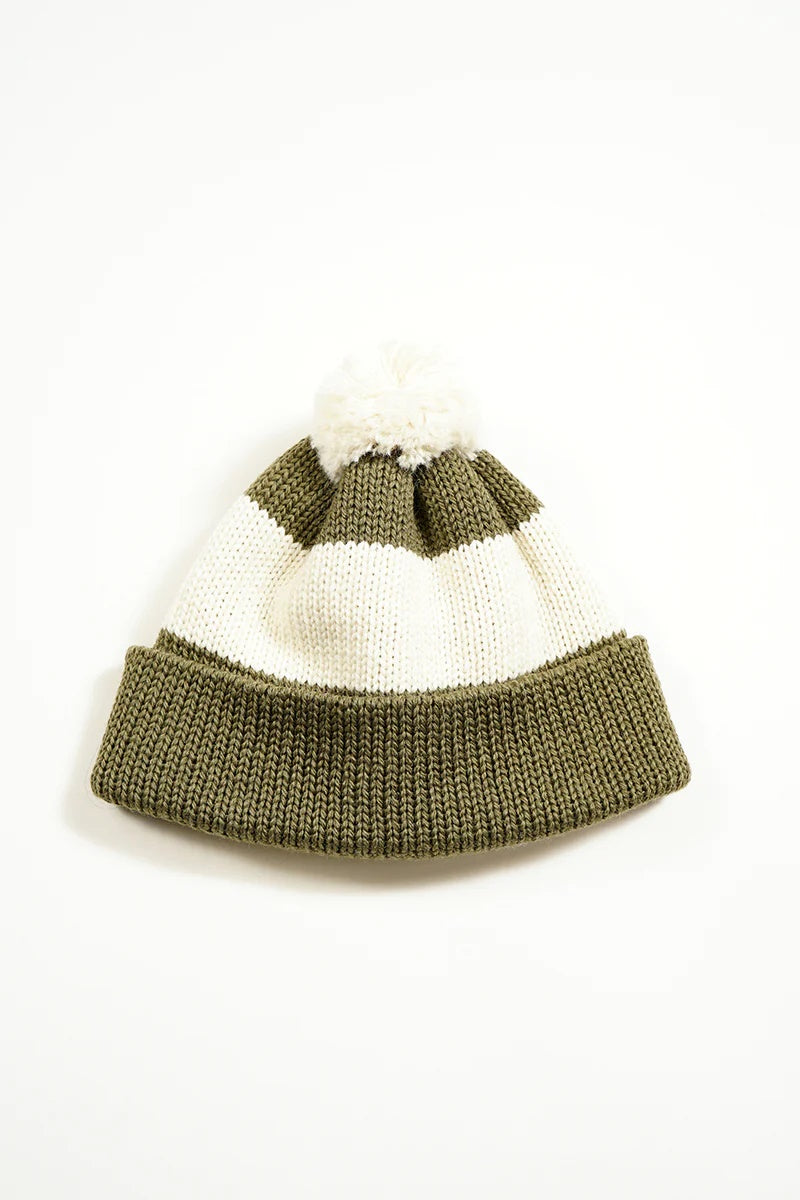 ◯ Nigel Cabourn - STRIPE BOBBLE HAT - GREEN