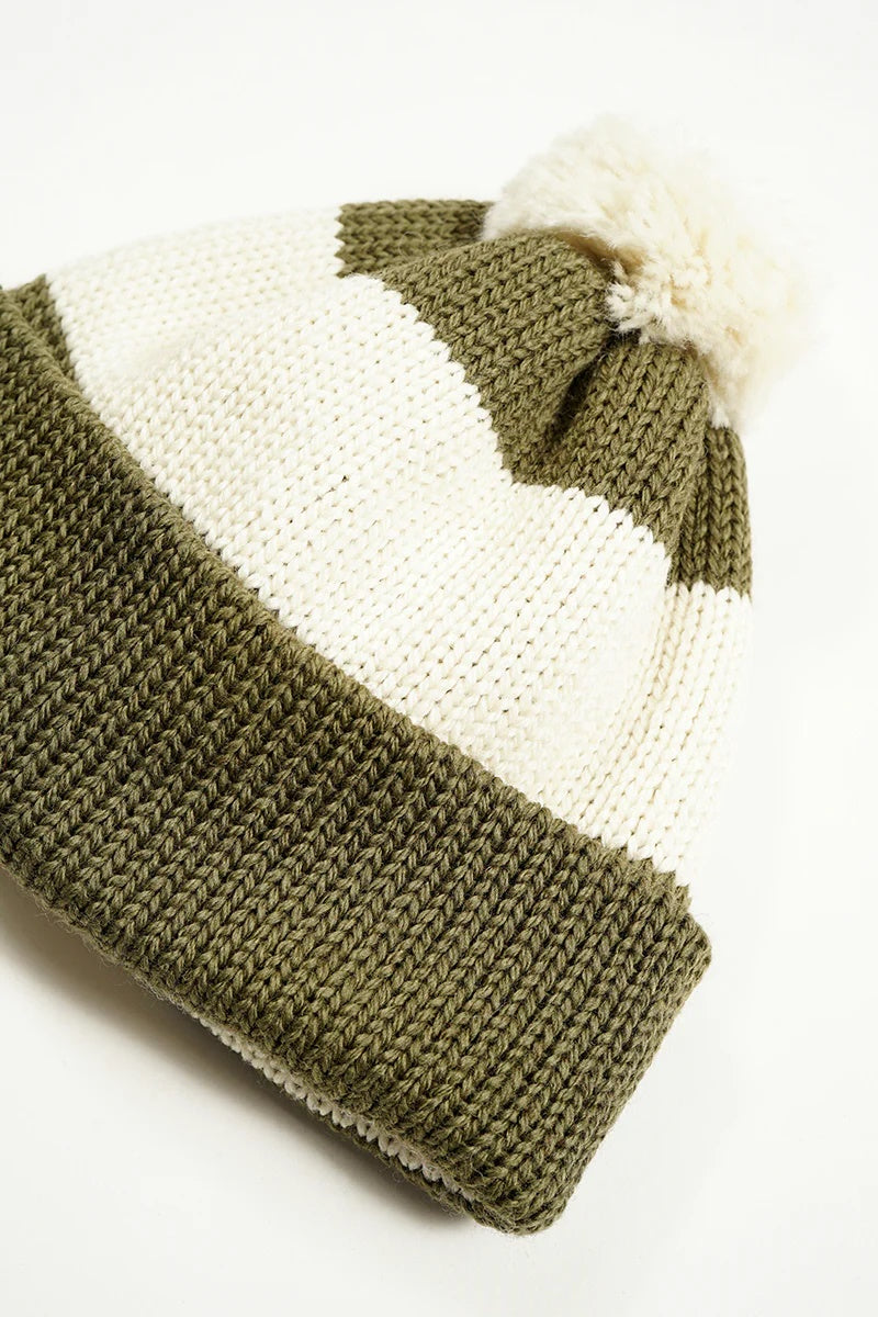 ◯ Nigel Cabourn - STRIPE BOBBLE HAT - GREEN