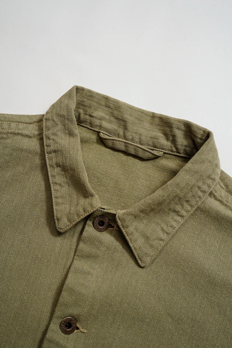 ◯ Nigel Cabourn - USMC CHORE JACKET HERRINGBONE - GREEN