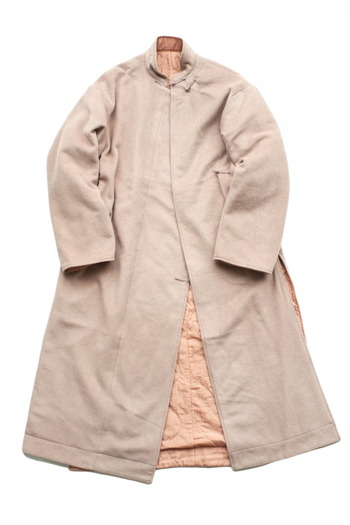 WRYHT - ASYMMETRY FRONT REVERSIBLE ORIENTAL COAT - CORAL