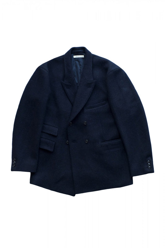 OLD JOE ★★★ - EXCLUSIVE DOUBLE-BREASTED SWING JACKET - HARRIS TWEED NAVY HERRINGBONE
