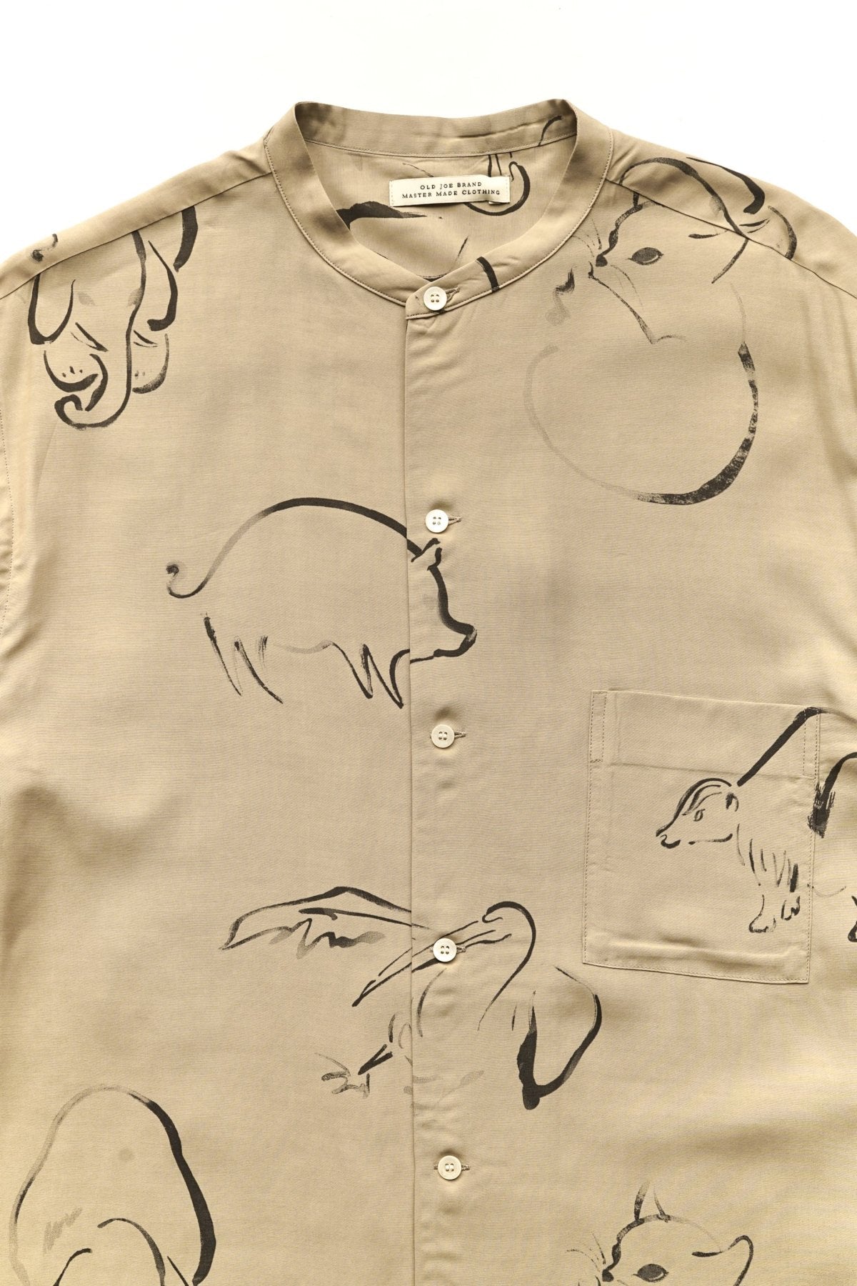OLD JOE - ORIGINAL PRINTED BAND COLLAR SHIRTS (DRAWING) - DUNE