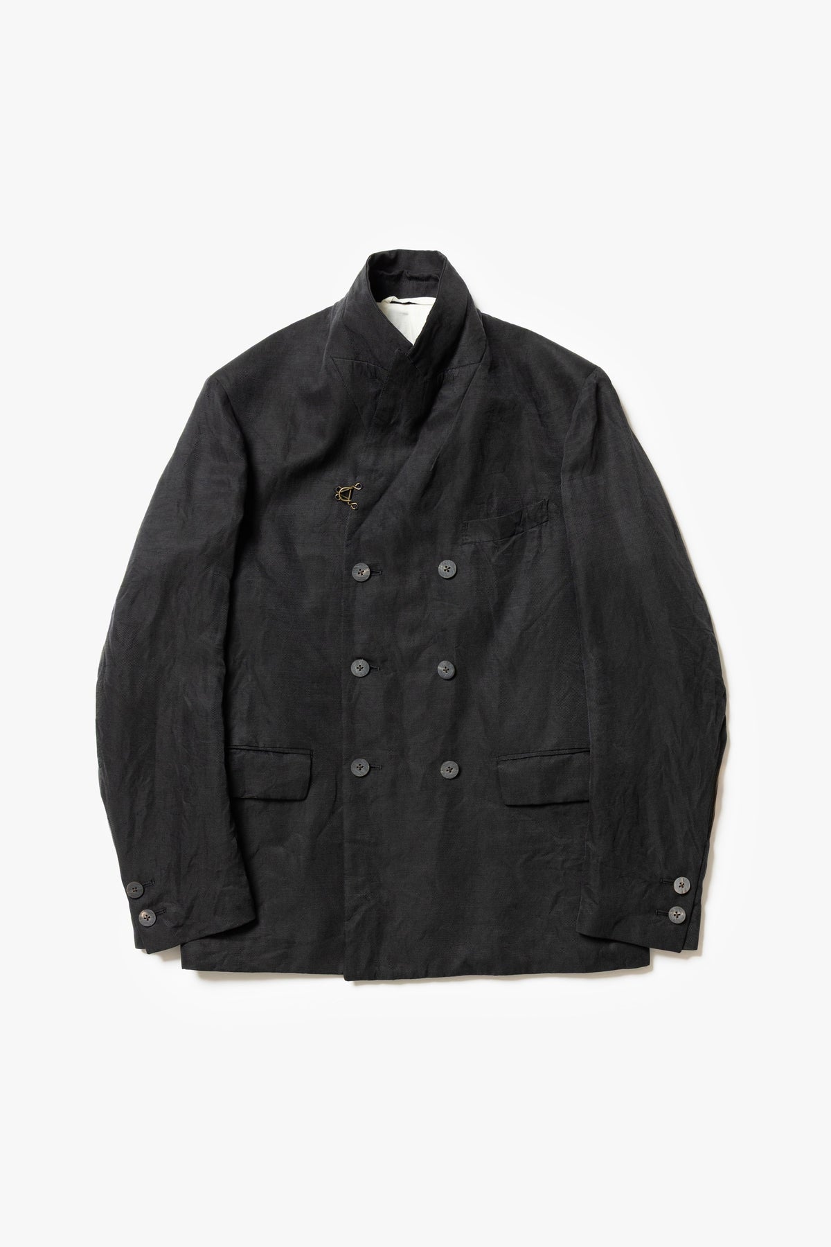 calmlence - JACKET047 DOUBLE BREASTED SACK COAT - BLK