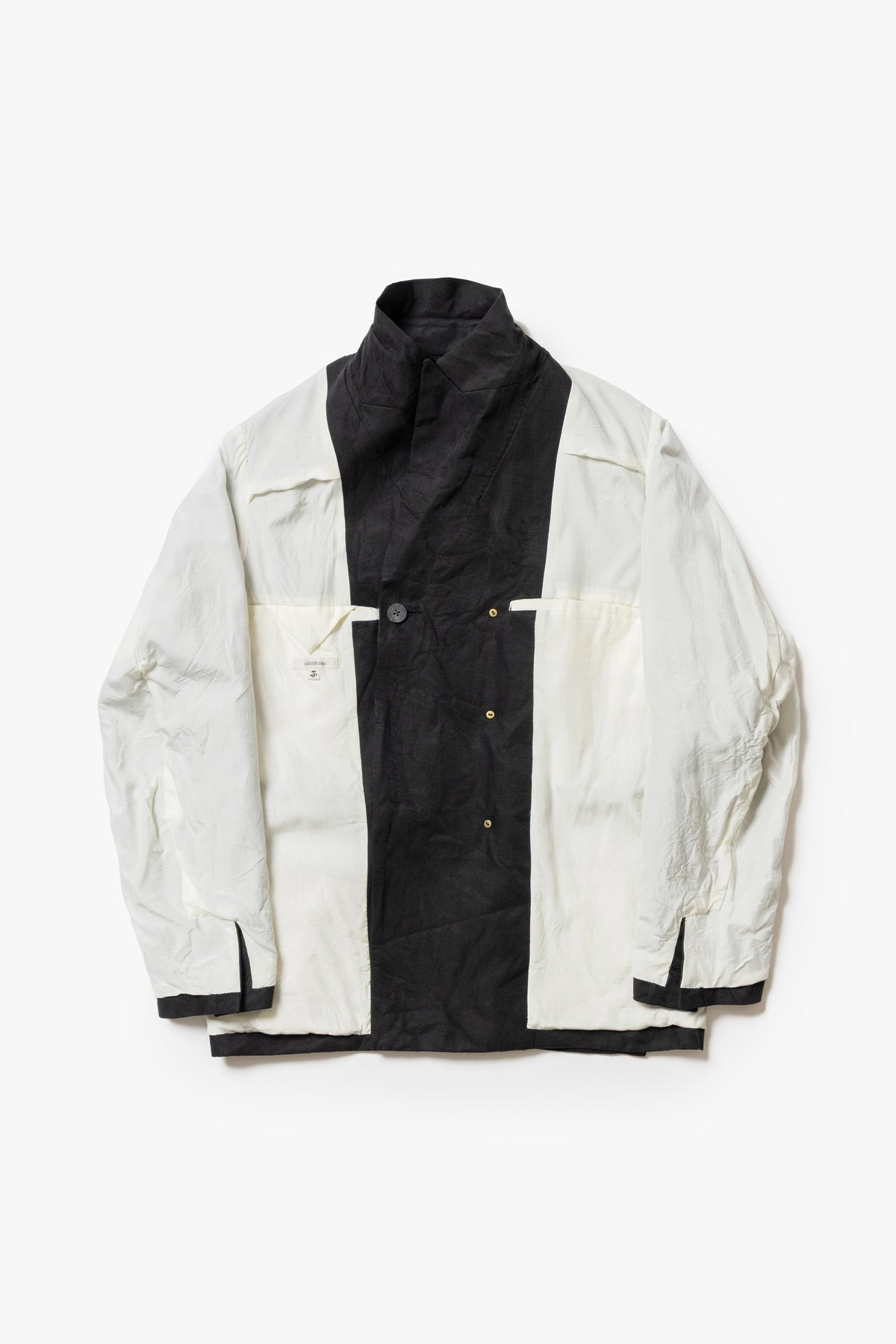 calmlence - JACKET047 DOUBLE BREASTED SACK COAT - BLK