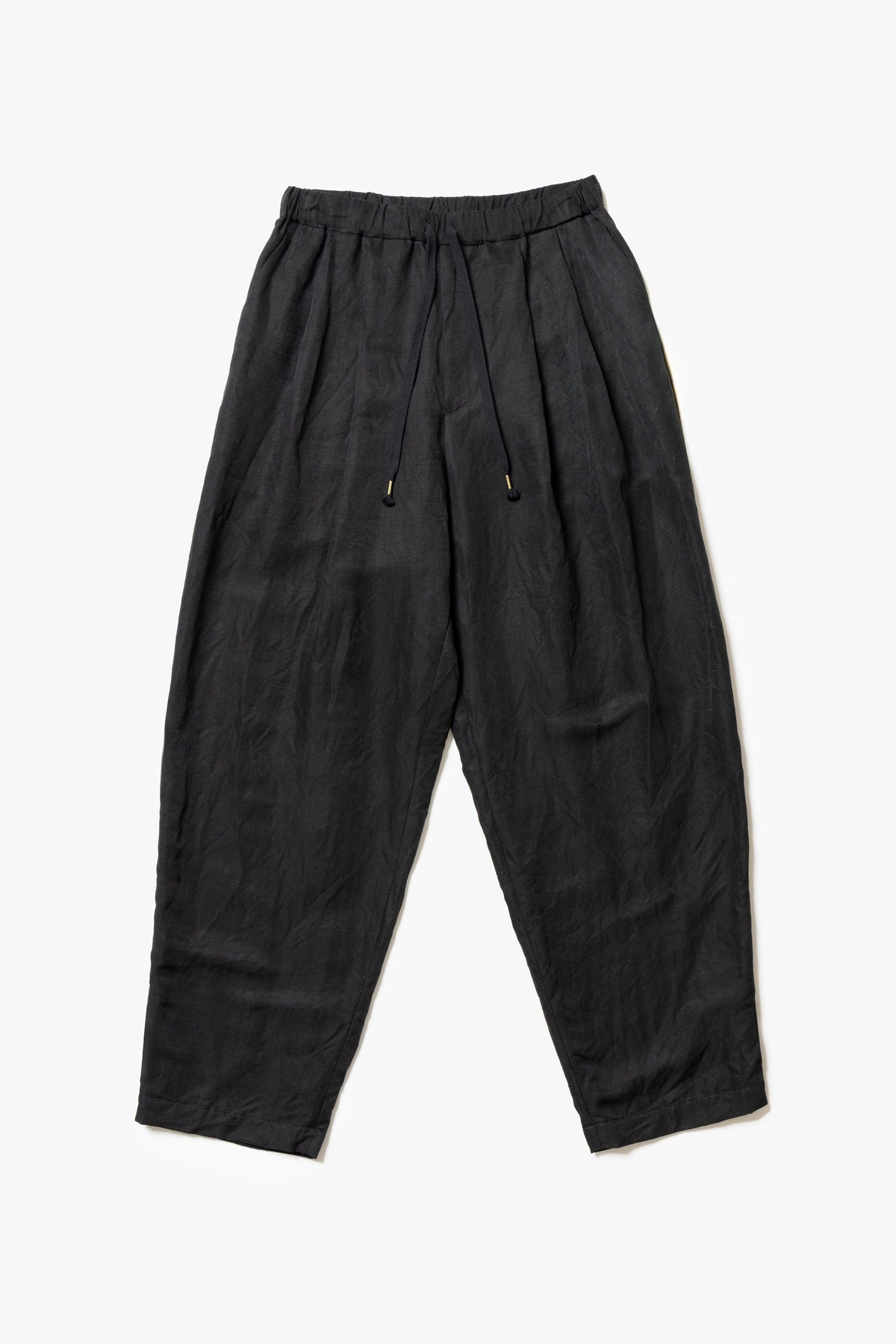 calmlence - PANTS051 DOUBLE PLEATED EASY TAPERED - BLK