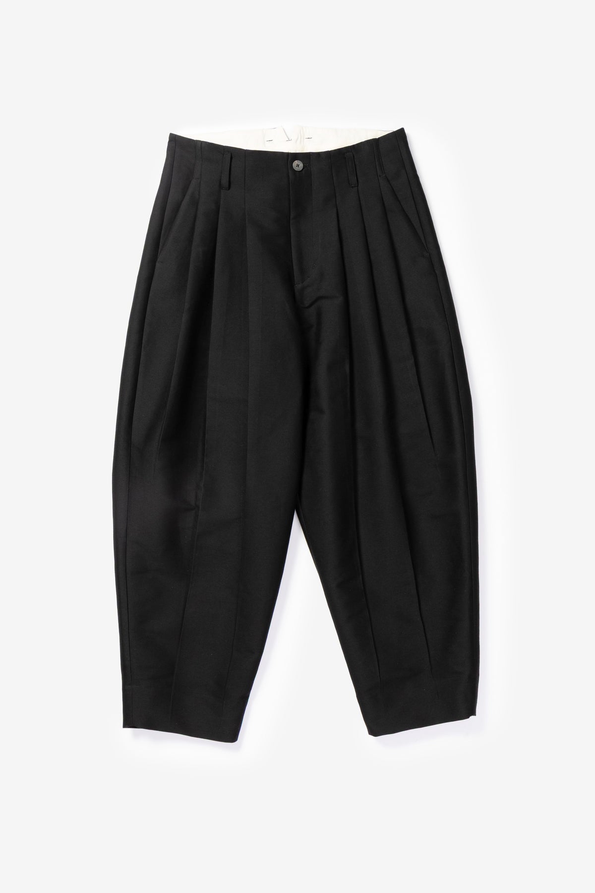 calmlence - PANTS045 TRIPLE PLEATED WIDE TAPERED - BLK