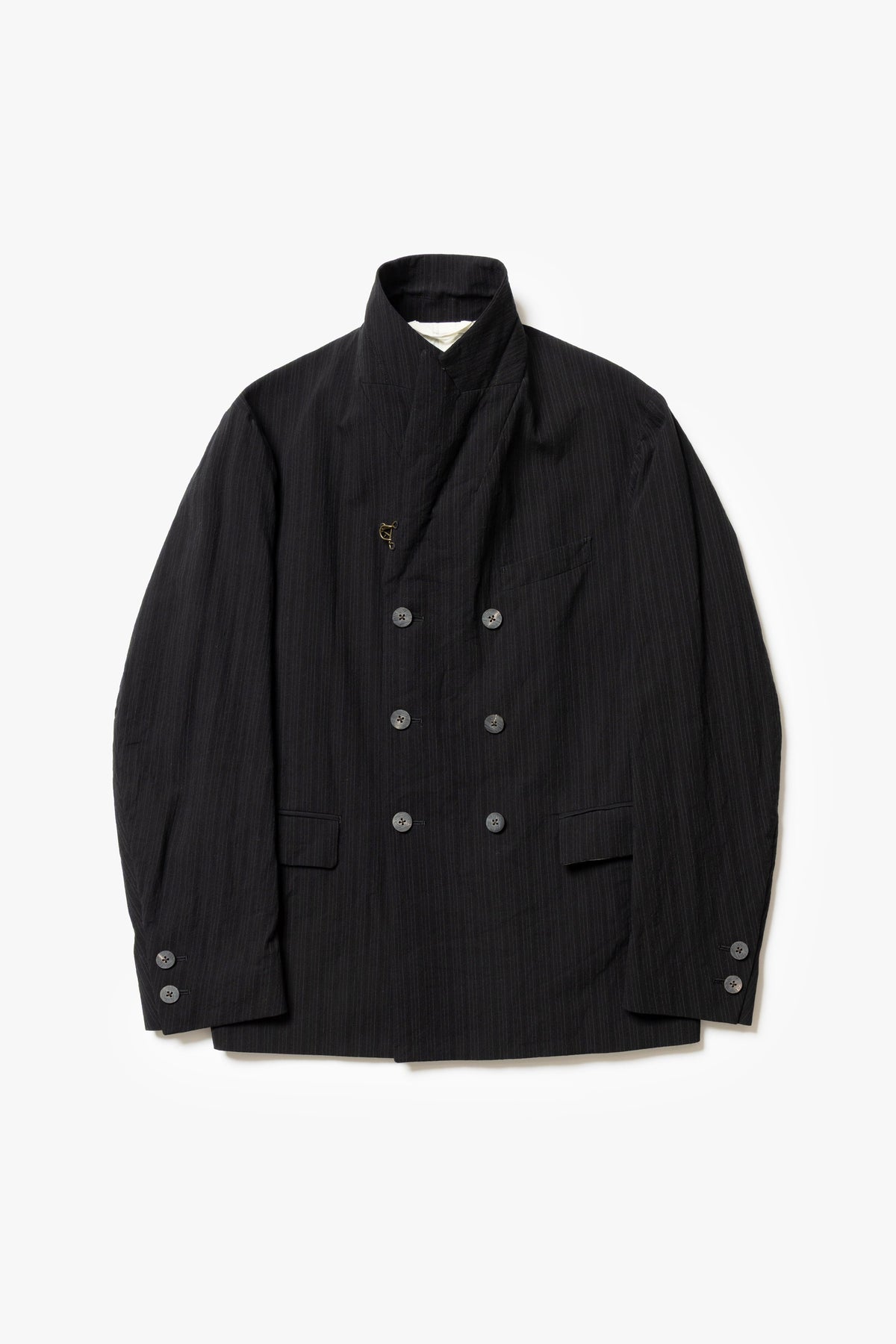 calmlence - JACKET048 DOUBLE BREASTED SACK COAT - BLKST