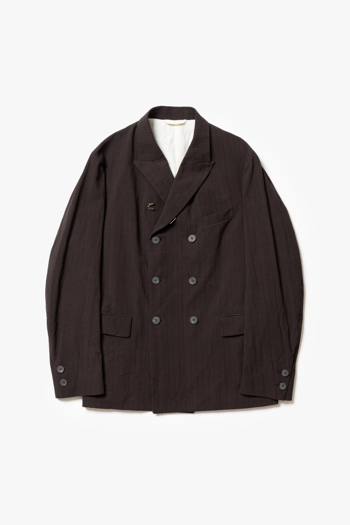 calmlence - JACKET048 DOUBLE BREASTED SACK COAT - BRNST