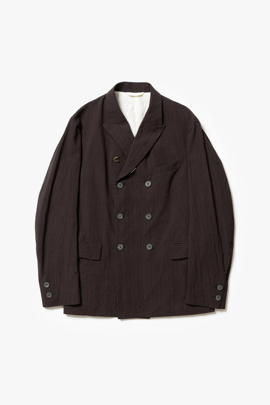 calmlence - JACKET048 DOUBLE BREASTED SACK COAT - BRNST