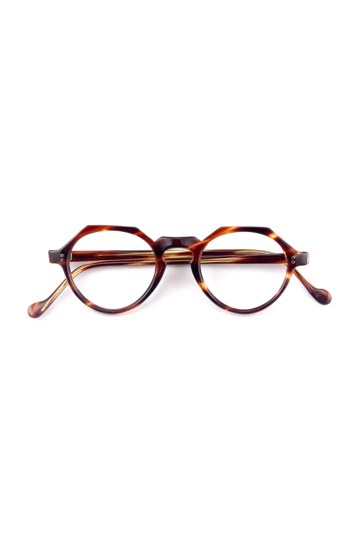 1940s - FRANCE VINTAGE EYEGLASS CROWN PANTO DEMI AMBER - OPT-934