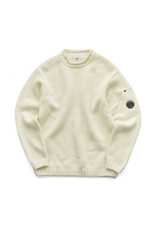 C.P. COMPANY - LAMBSWOOL SWEATER - GAUZE WHITE