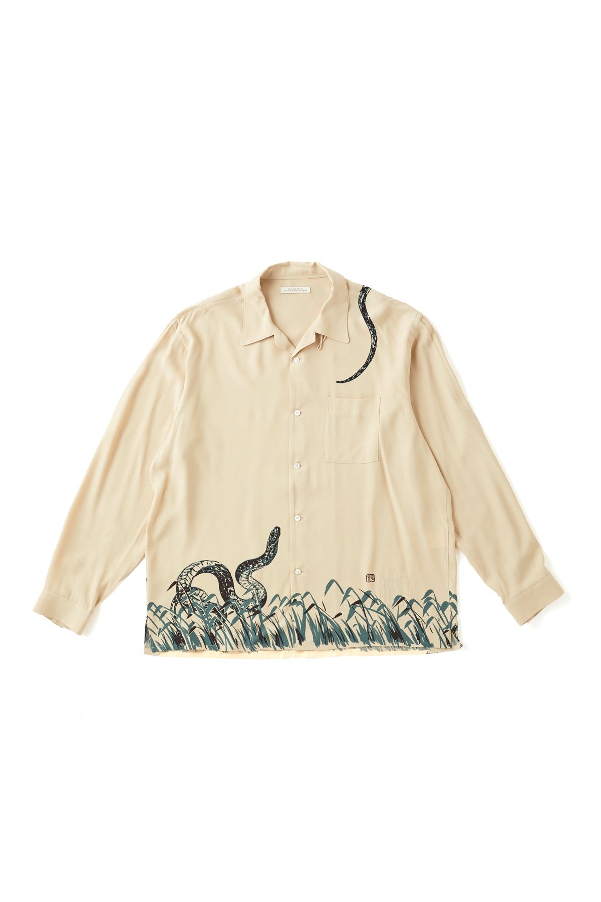 ○OLD JOE - ORIGINAL PRINTED OPEN COLLAR SHIRTS "Hebi" Long-sleeve