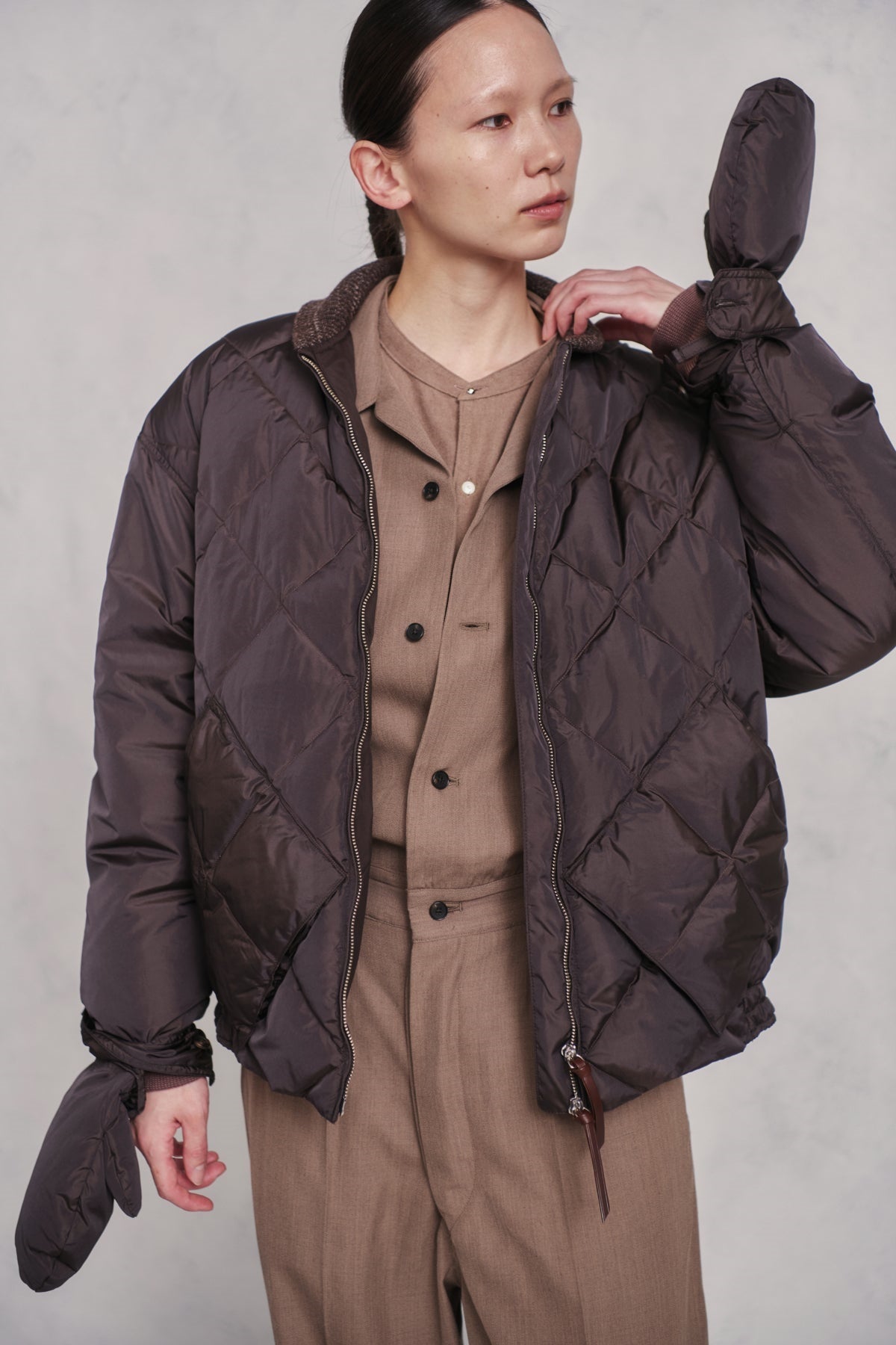 ○OLD JOE - HIGH COUNTSILK MITTEN PUFF JACKET - WHISKY