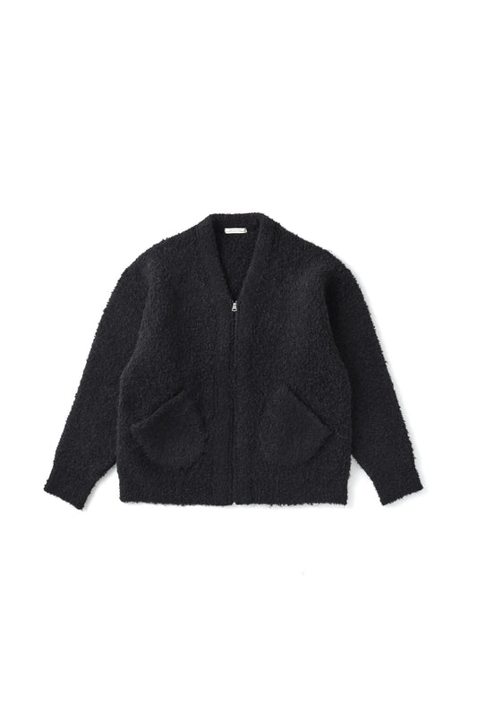 ○OLD JOE - BOUCLE ALPAKA ZIP CARDIGAN - ONYX