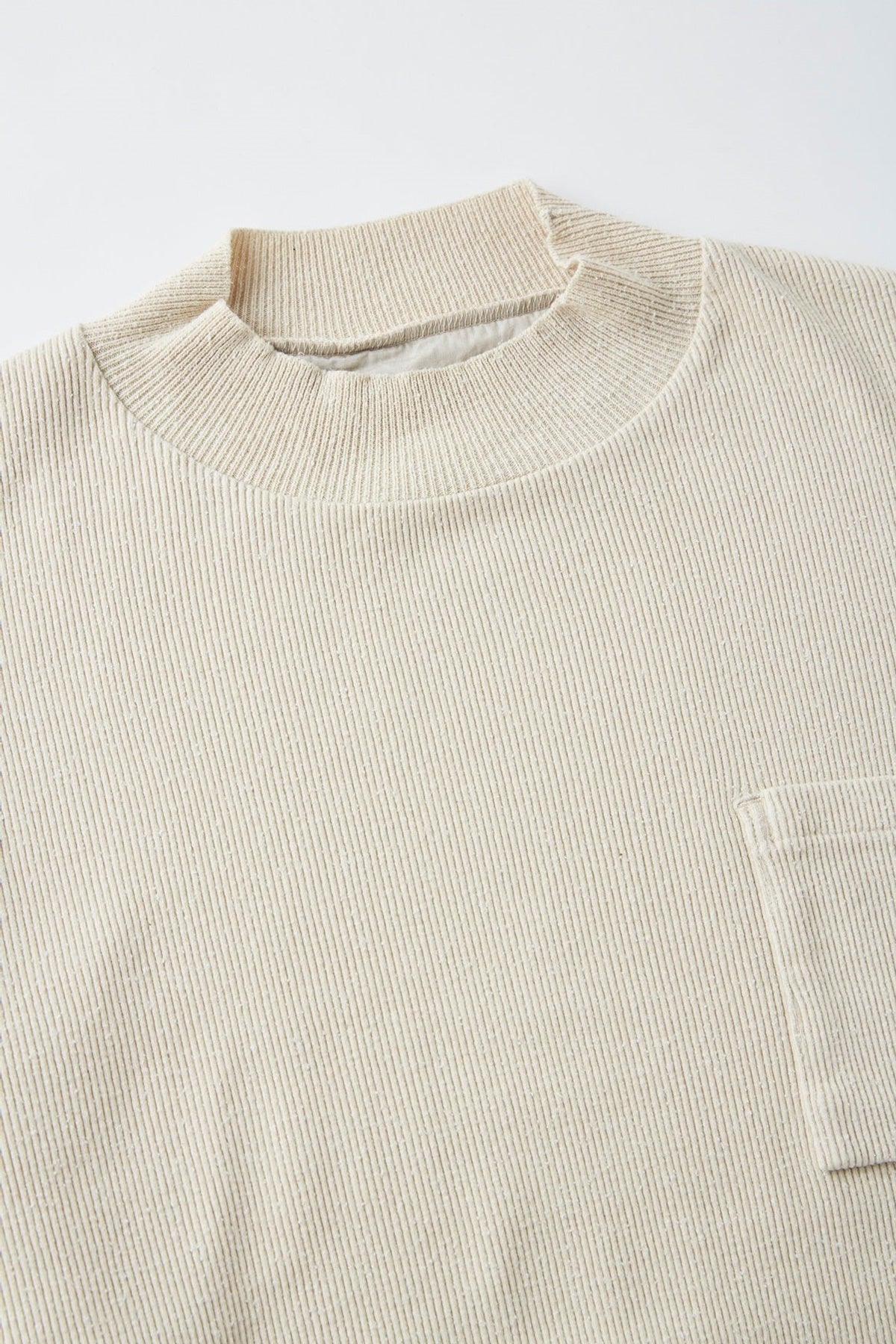 ○OLD JOE - MOCKNECK SILK NEP RIBED TOPS - FOG