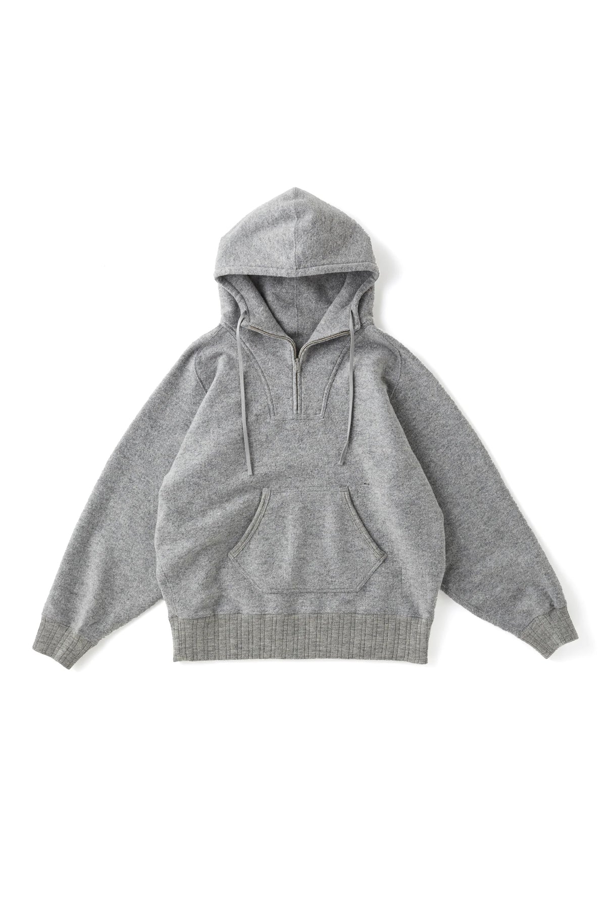 ○OLD JOE - QUATER ZIP ATHLETIC HOODIE - PEWTER