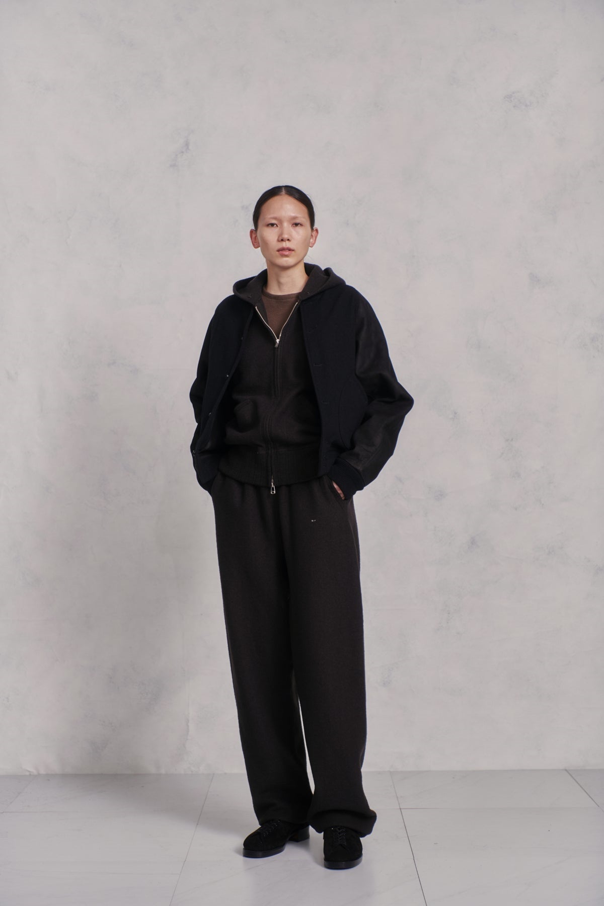 ○OLD JOE - BUTTON-FRONT CAMPBELL JACKET - ONYX×ONYX