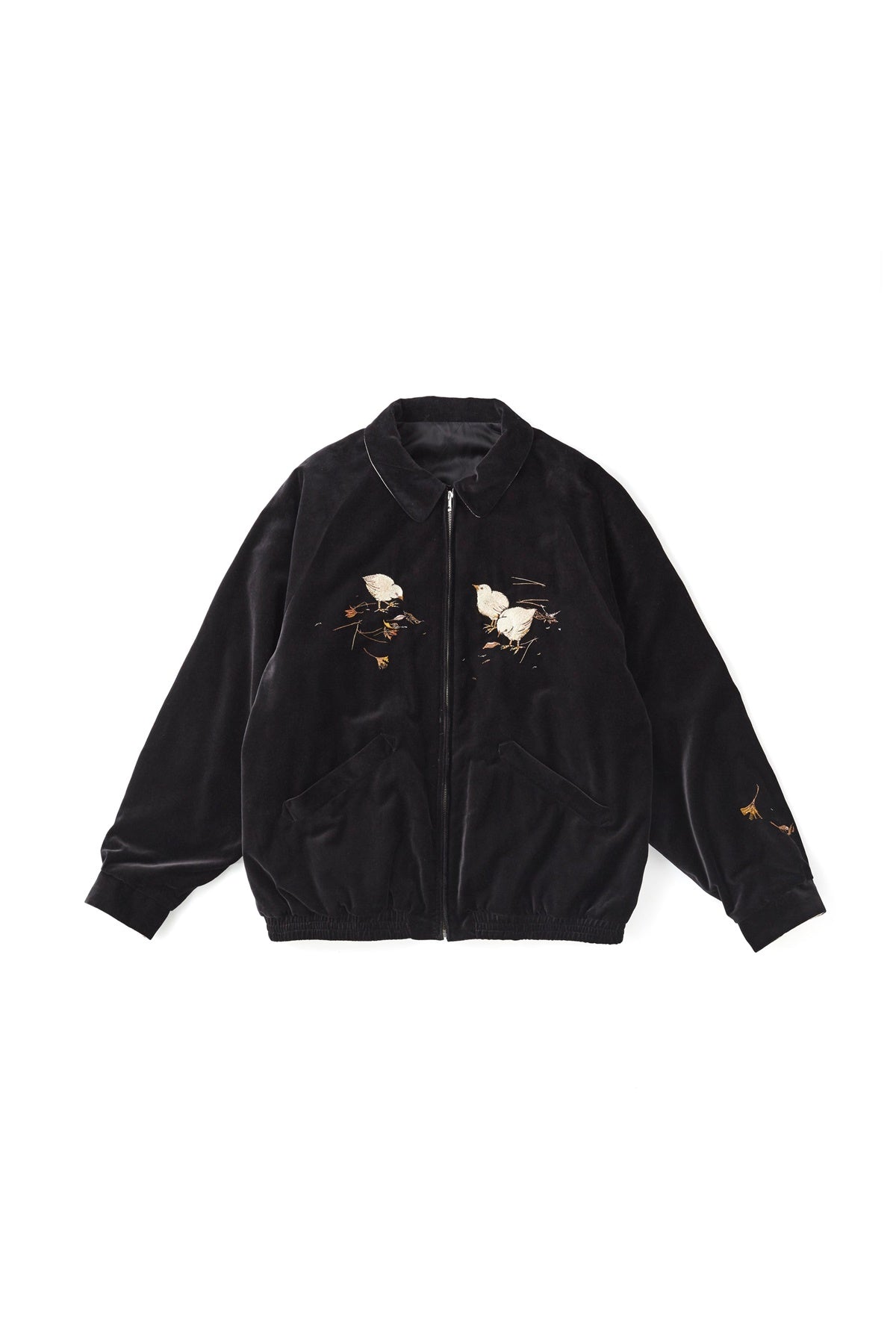 ○OLD JOE - STUNNING VELVET SOUVENIR JACKET(Niwatori to Hiyoko) - ONYX