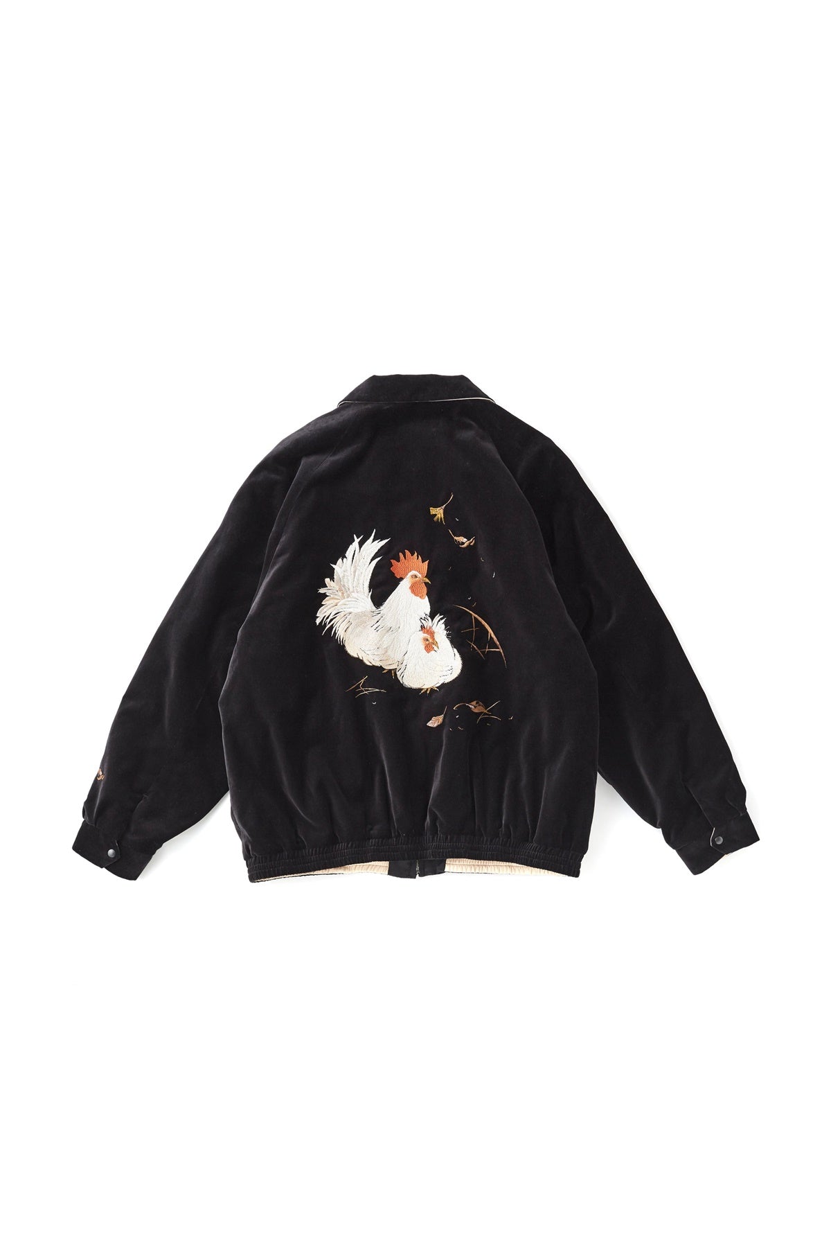 ○OLD JOE - STUNNING VELVET SOUVENIR JACKET(Niwatori to Hiyoko) - ONYX