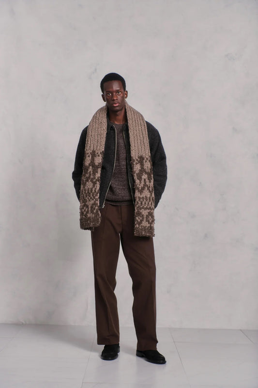 ○OLD JOE - NORDIC HAND SWEATER SCARF - WHISKY PATTERN