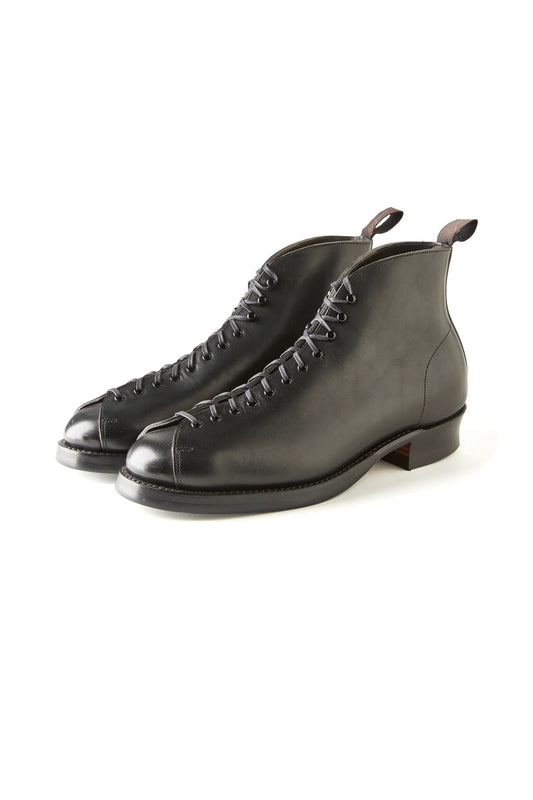 ○OLD JOE - "the Welder" STUNNING LEATHER MONKEY BOOTS - BLACK HORSE BUTT