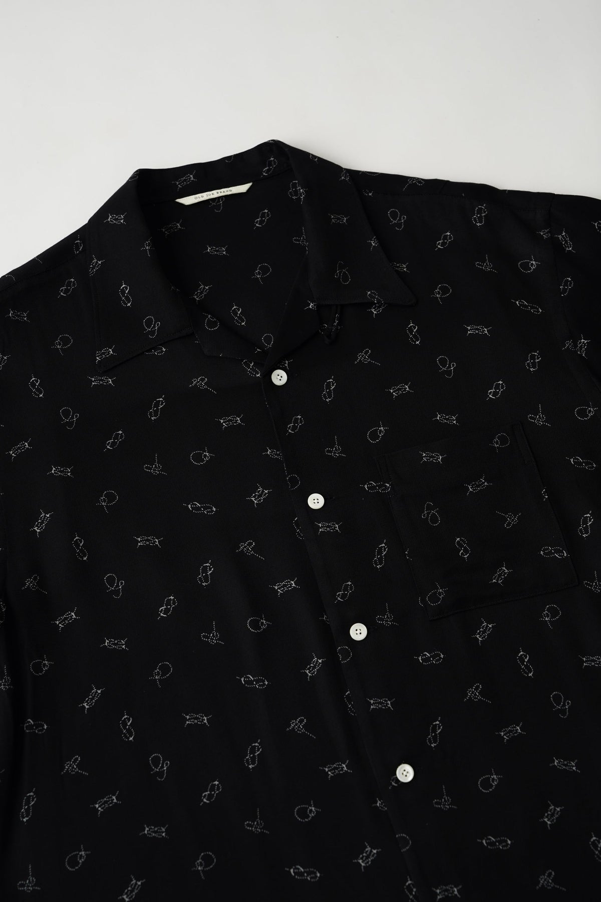 ○OLD JOE - ORIGINAL PRINTED OPEN COLLAR SHIRTS (ROPE KNOT) SS - BLACK