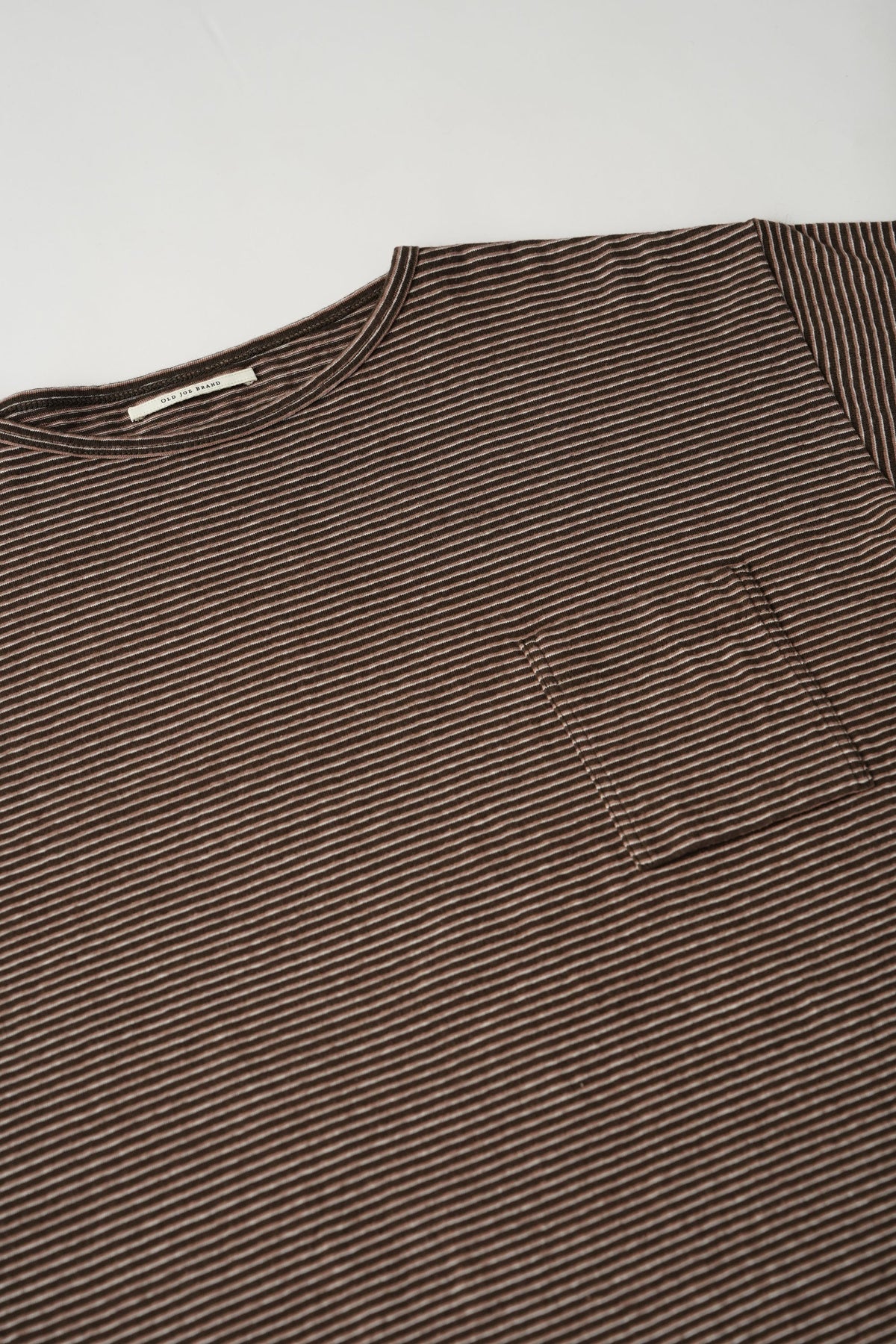 ○OLD JOE - MALTI STRIPED CREW-NECK TEE - COFFEE