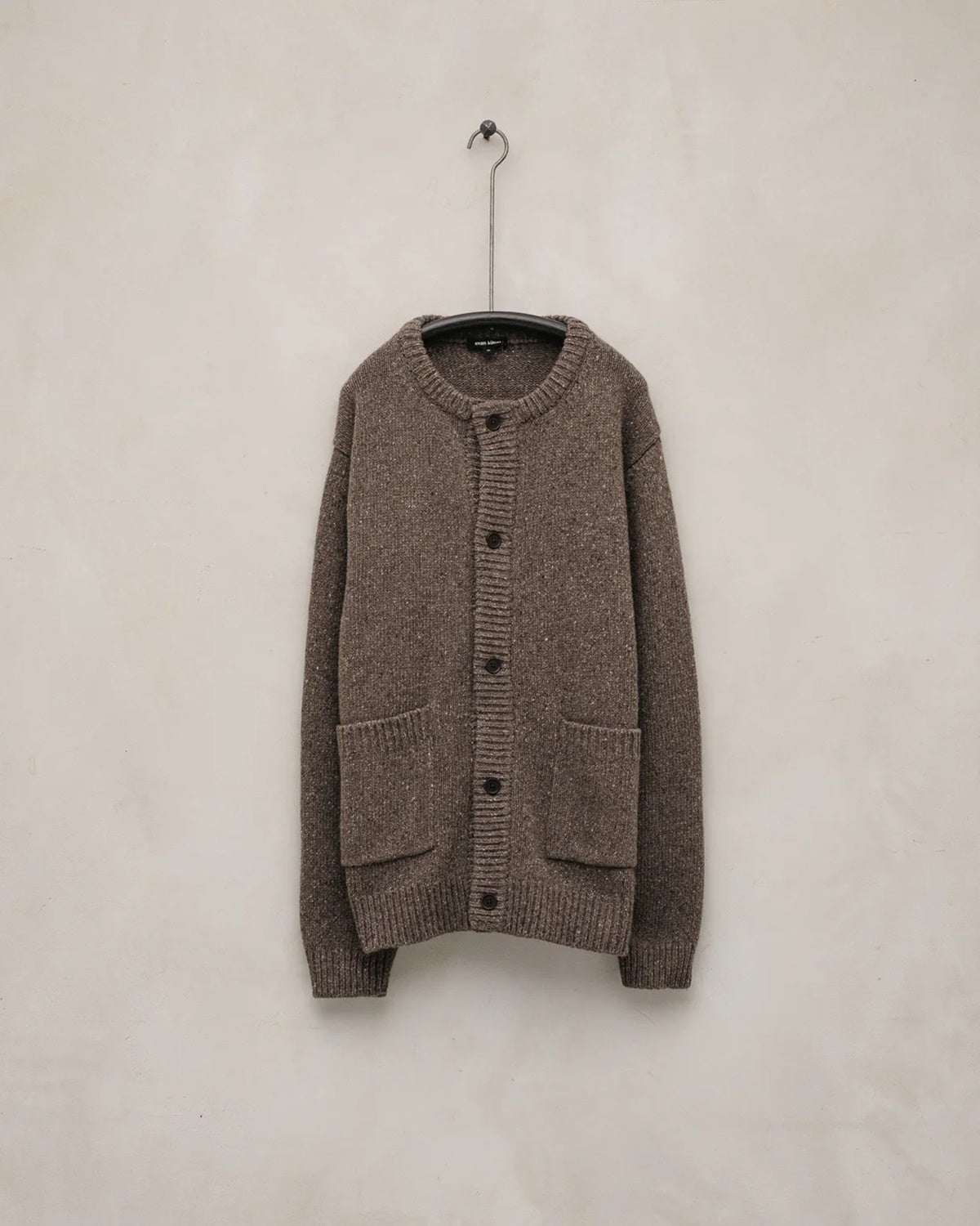 evan kinori - Crewneck Cardigan - Cashmere/Wool Tweed - Light Brown
