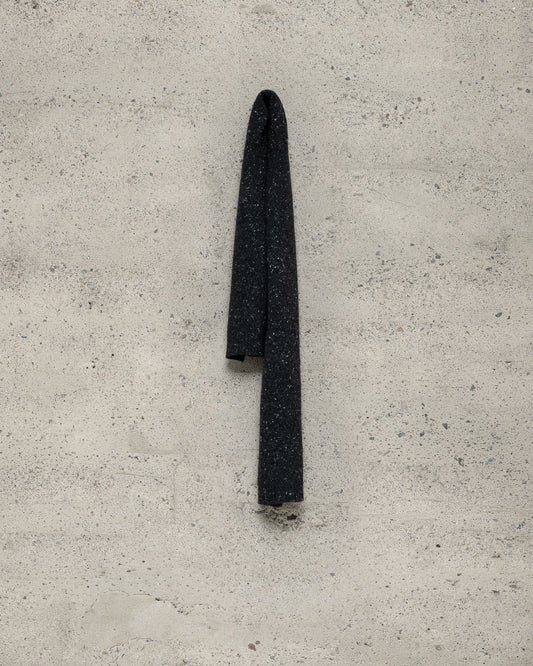 evan kinori - KNIT SCARF WOOL/CASHMERE TWEED - BLACK