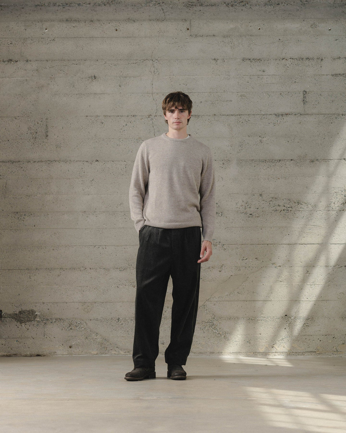 evan kinori - CREWNECK SWEATER CASHMERE/LINEN - OATMEAL