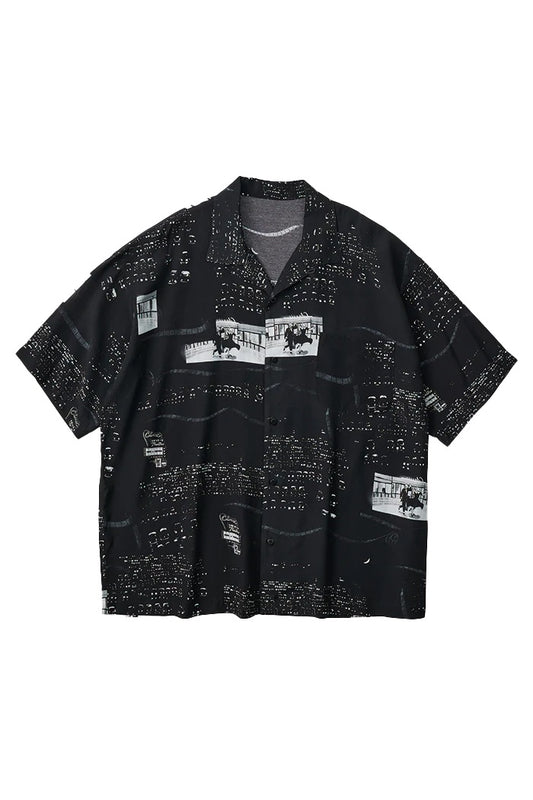 PORTER CLASSIC - ALOHA SHIRT DRIVE-IN THEATER - BLACK