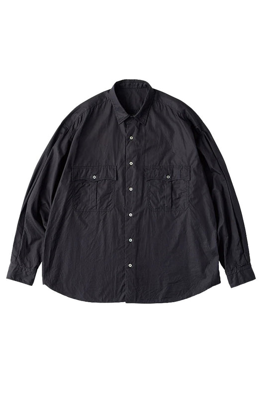 PORTER CLASSIC - ROLL UP SHIRT(ALUMO FABRIC 160/3 ) - BLACK