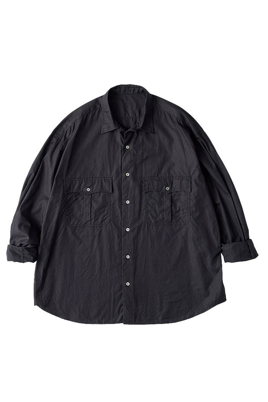 PORTER CLASSIC - ROLL UP SHIRT(ALUMO FABRIC 160/3 ) - BLACK