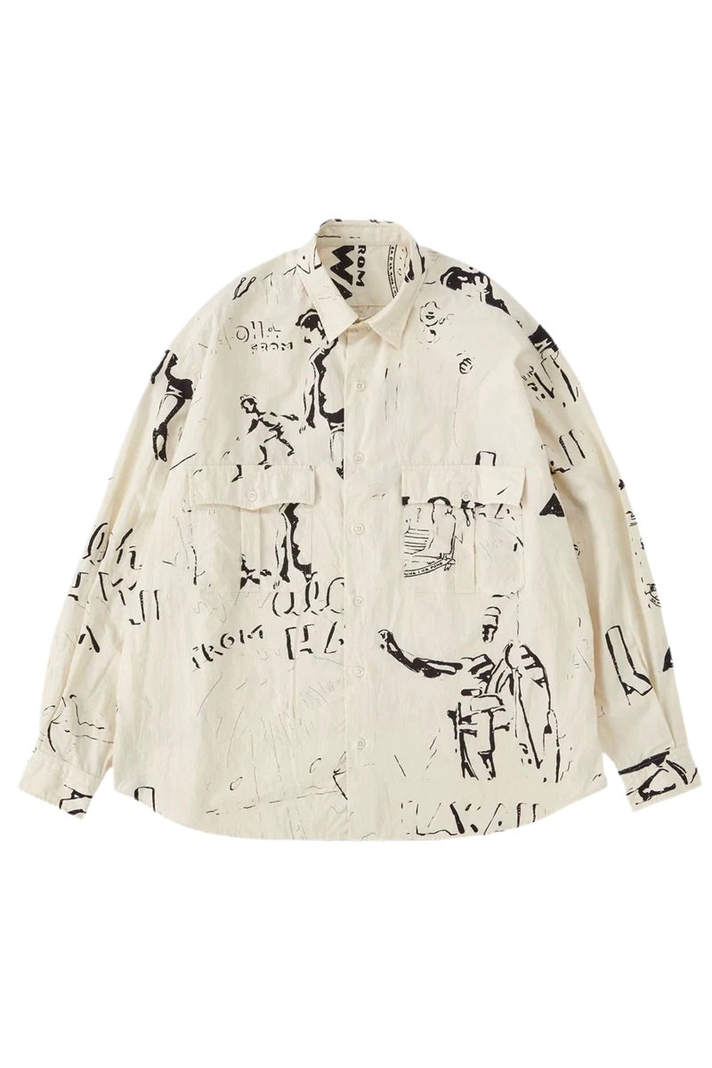 PORTER CLASSIC - ROLL UP HAWAIIAN OUTDOOR SHIRT - BEIGE