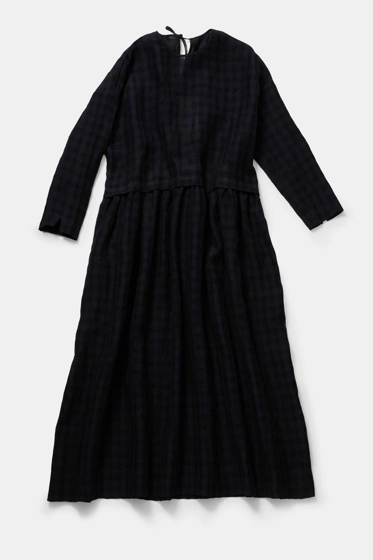 toogood - THE ARCHIVIST DRESS LINEN CHECK - MIDNIGHT