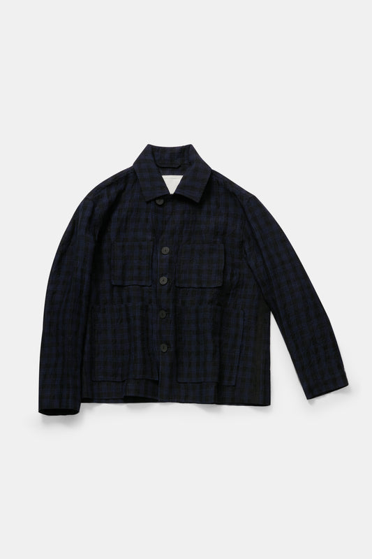 toogood - THE MAGICIAN JACKET LINEN CHECK - MIDNIGHT