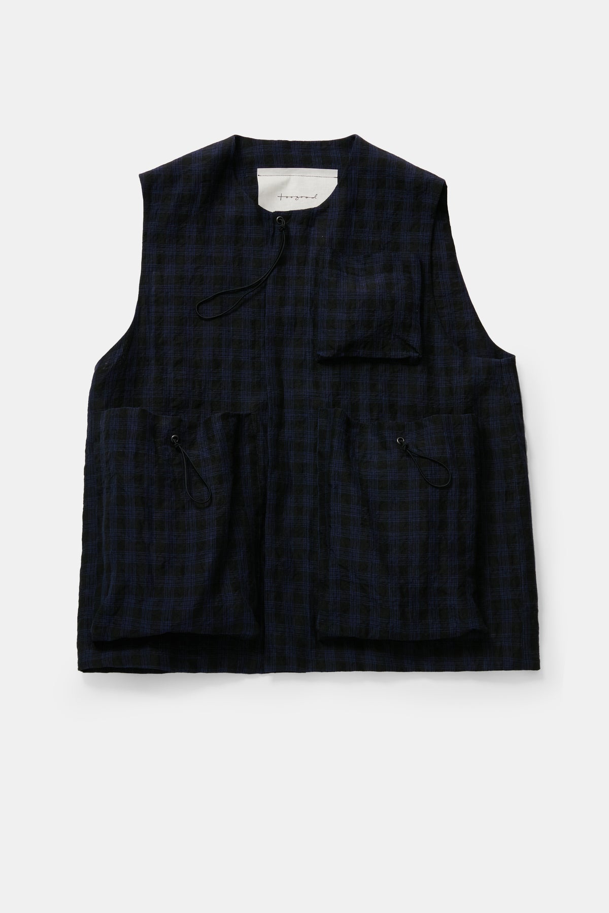 toogood - THE ROPER GILET - LINEN CHECK - MIDNIGHT